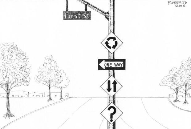 Editorial Cartoon: Two ways? One way? Which way?